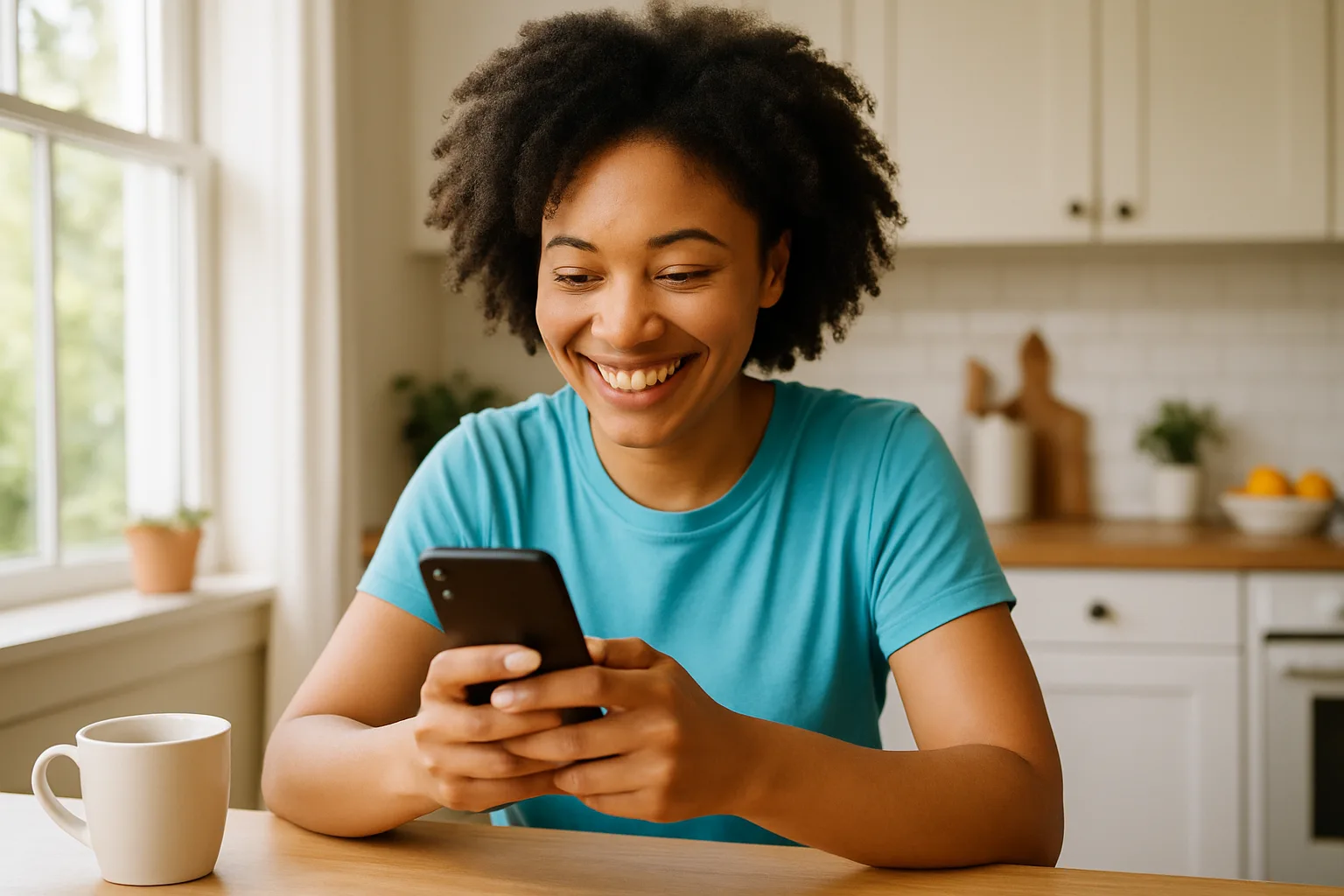 Person smiling while messaging on a smartphone — start dating in Hampshire